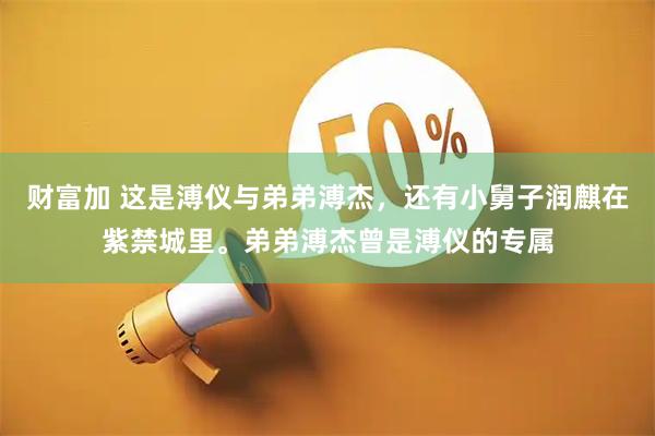 财富加 这是溥仪与弟弟溥杰，还有小舅子润麒在紫禁城里。弟弟溥杰曾是溥仪的专属
